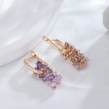 14 Karat Gold Filled Shiny Purple AAA Zircon Crsytals Trendy Drop Earrings For Women