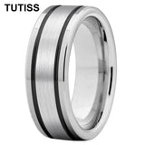 Double Grooved High Polished Shiny 8mm Mens Tungsten Engagement Rings Comfort Fit