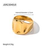 18K Gold Plated Stainless Steel Geometric Fashion Ring With Zircon Crystals Charm Jewellery