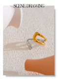 18K Gold Plated Stainless Steel Geometric Hollow Adjustable Double Colour Geometric Ring