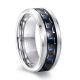 New Black Carbon Fiber 8mm Tungsten Steel Carbide Ring Mens Wedding Band