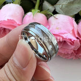 New Deer Antler Opal Stepped Special Brushed Finish Tungsten Ring for Men Women