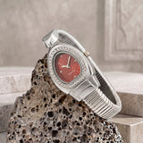 Honeycomb Bullet Texture Dial Single-Coil Snake Bangle Futuristic Statement Watch