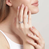 Half Eternity Certified Round Moissanite Diamonds Double-Row Wedding Engagement Rings for Women Silver Jewellery