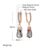14 Karat Filled Gold Shiny Grey AAA Zircon Crystal Drop Earrings For Women Fine Jewellery