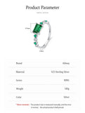 Elegant AAAA Lab Created Diamonds Silver Vintage AAA Green Square Zircon Rings