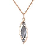 14K Gold Filled Grey AAA Zircon Crystal Rhombus Pendant Necklace Luxury Jewellery