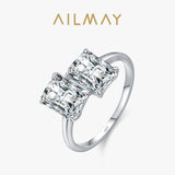 Luxury Silver Classic Setting Shining Princess Cut AAAA Lab Created Diamonds Ring
