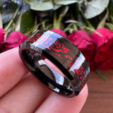 Red Opal Dragon Inlay Superior 8MM Mens Womens TungstenEngagement Wedding Rings