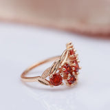 14 Karat Gold Filled Red Shiny AAA Zircon Crystal Elegant Vintage Rings For Women