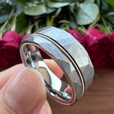 Guitar String Ring Silver Hammer 8MM Men Women Tungsten Carbide Wedding Ring