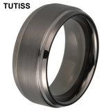 Stepped Beveled Brushed Finish 10MM Classic Men Women Tungsten Carbide Rings