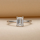 Solitaire Emerald Cut VVS1 D Colour 1.0ct Moissanite Sterling Silver Engagement Ring