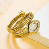 New Luxury Top Fashion Brand Snake Design Gold Colour Stainless Steel Bracelet Quartz Ladies Wristwatches