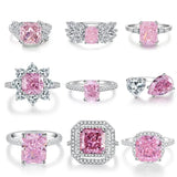 New Ice Cut Selection High Quality AAAAA High Carbon Pink Sapphire  Gems Engagement Silver Women's Fine Jewellery