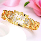 New Arrival Top Brand Luxury Women's Watches - Gold Colour Bracelet Quality Rhinestone Crystals Ladies Watches - The Jewellery Supermarket