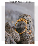 18K Gold Plated Stainless Steel Square Beads Fashion Women Ring - Charm Jewellery