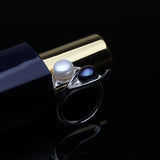 Excellent White/Black/Pink/Purple Natural Double Pearl Silver 925 Rings