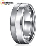 Beveled Grooved Finish 6MM 8MM Classic 100% Pure Tungsten Carbide Wedding Rings