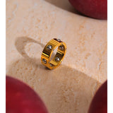 18k Gold Plated New Fashion Stainless Steel Beads Scrollable Elegant Ring