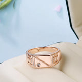 14K Rolled Gold Minimalist Belt Shape AAA Zircon Diamond Large Size Fashion Ring