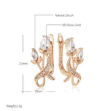 Delightful Rose Flower 14K Rolled Rose Gold AAA Zircon Diamonds Drop Luxury Earrings - Bridal Fine Jewellery