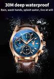 Men's Fashion Quartz Wristwatch High Quality Casual Waterproof Multifunctional Watch with Stopwatch Alarm