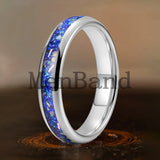 True Blue Galaxy Opal Inlaid Dome Polished 4MM 6MM 8MM Tungsten Men Women Rings