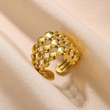 New In Stainless Steel 14K Gold Colour Rings For Women and Girls - Ideal Trendy Fashion Rings, Ideal Gifts - The Jewellery Supermarket