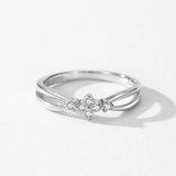 Pleasing Geometric Crossed Line AAAA Lab Created Diamonds 925 Silver Ring