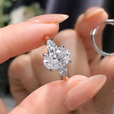 3-Stone GRA Certified 2CT Oval Cut Moissanite Diamonds Ladies Rings 925 Silver Engagement Wedding Band Jewellery