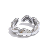 18K Gold Plated Stainless Steel  Heart Love Casting Open Ring Popular Fashion Jewellery