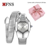Snake Shape Design Exquisite Fashion Casual Waterproof Copper Band Wristwatch