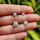 Sterling Silver Six Claws Sparkling Moissanite Diamonds Flat Back Stud Earrings