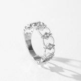 New Design Silver AAAA Lab Created Diamonds Vintage Geometric Hollow Wide Rings