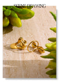 18K Gold Plated Stainless Steel Red Agate Stone Shell Geometric Chic Trendy Ring
