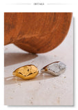 18K Gold Plated Stainless Steel High Quality Texture Geometric Cast Statement Ring