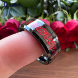 Red Opal Dragon Inlay Superior 8MM Mens Womens TungstenEngagement Wedding Rings
