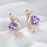 14 Karat Rolled Gold Shiny Red Blue AAA Zircon Crystals Elegant Jewellry Earrings