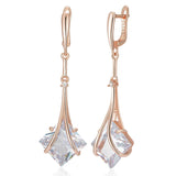 14K Rolled Gold Luxury White or Red AAA Zircon Crystals Long Drop Earrings