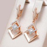 14K Rolled Gold New Fashion Shiny AAA Zircon Diamonds two tone Drop Earrings for Women