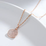 14K Filled Rose Gold White AAA Zircon Coin Round Pendant Long Women Necklace - Party Daily Matching Jewellery