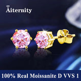 S925 Silver Platinum And Gold Plating Moissanite Stud Earrings Women Fine Jewellery