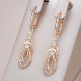14K Filled Gold Glossy Hollow Geometry AAA Lab Created Zircon Diamonds Drop Earring