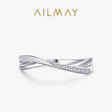 Geometric Line Top Quality Sterling Silver Clear AAAA Lab Created Diamond Ring