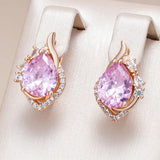 14K Gold Filled Shiny Big Pink AAA Zircon Crystals Drop Earrings Daily Fine Jewellery