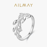 Exquisite Branch and Leaves AAAA Lab Created Diamonds 925 Sterling Silver Rings