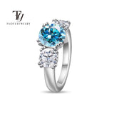 Elegant Multicolour 3CT+1*2CT D Colour Moissanite Diamonds Classic Rings Silver Fine Jewellery Women's Luxury Rings