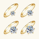 Solitaire 3ct 2ct 1ct VVS1 D Colour Moissanite 925 Silver Plated 18K Gold Wedding Ring