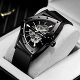 Luxury High-end Triangle Steel Skeleton Automatic Sports Waterproof Silicone Strap Luminous Mechanical Mens Watches